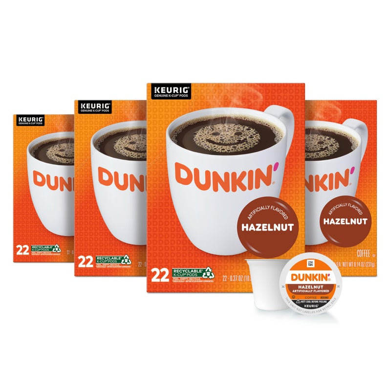 Dunkin' Hazelnut Flavored Coffee, 88 Keurig K-Cup Pods - Image 1